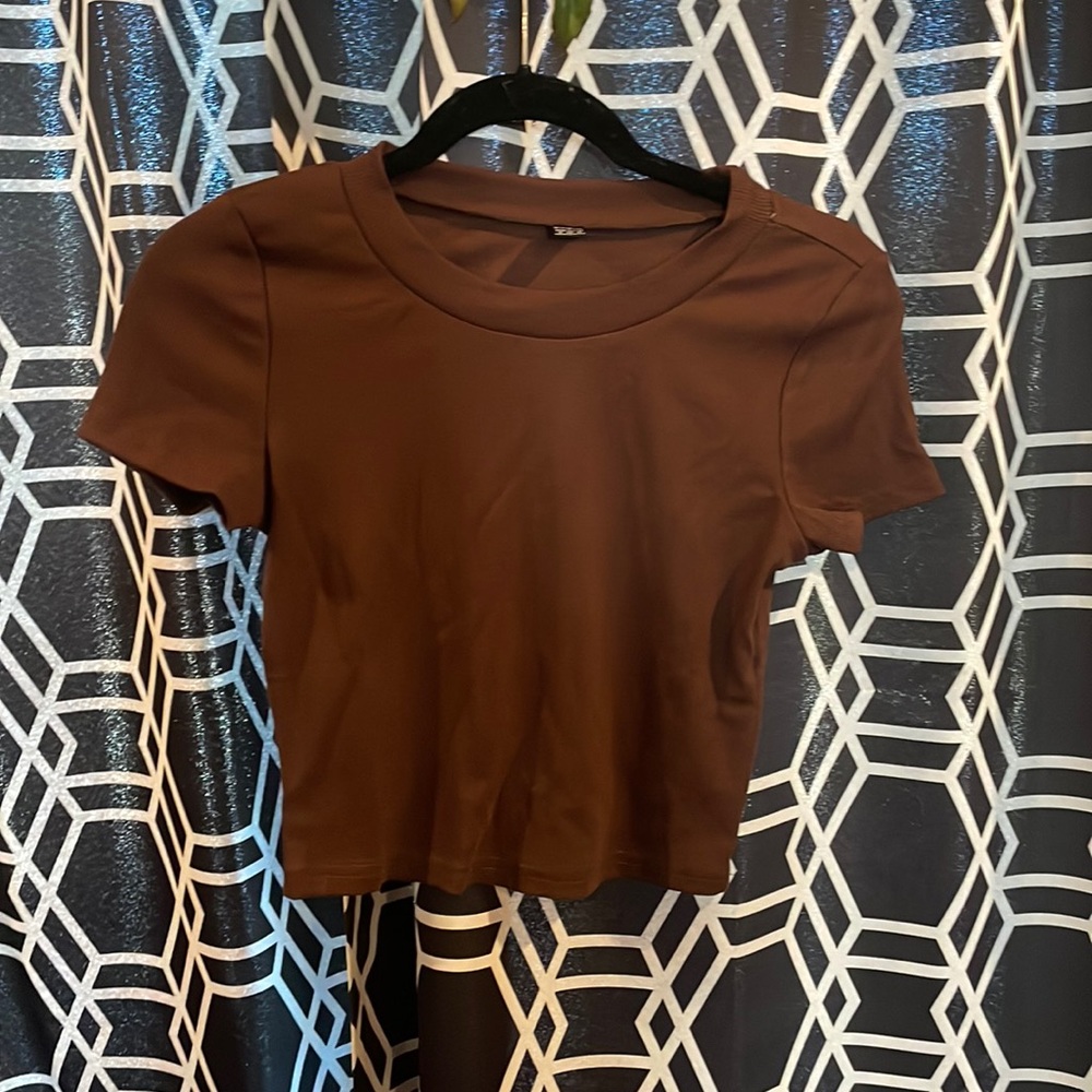 Shien  cropped brown top